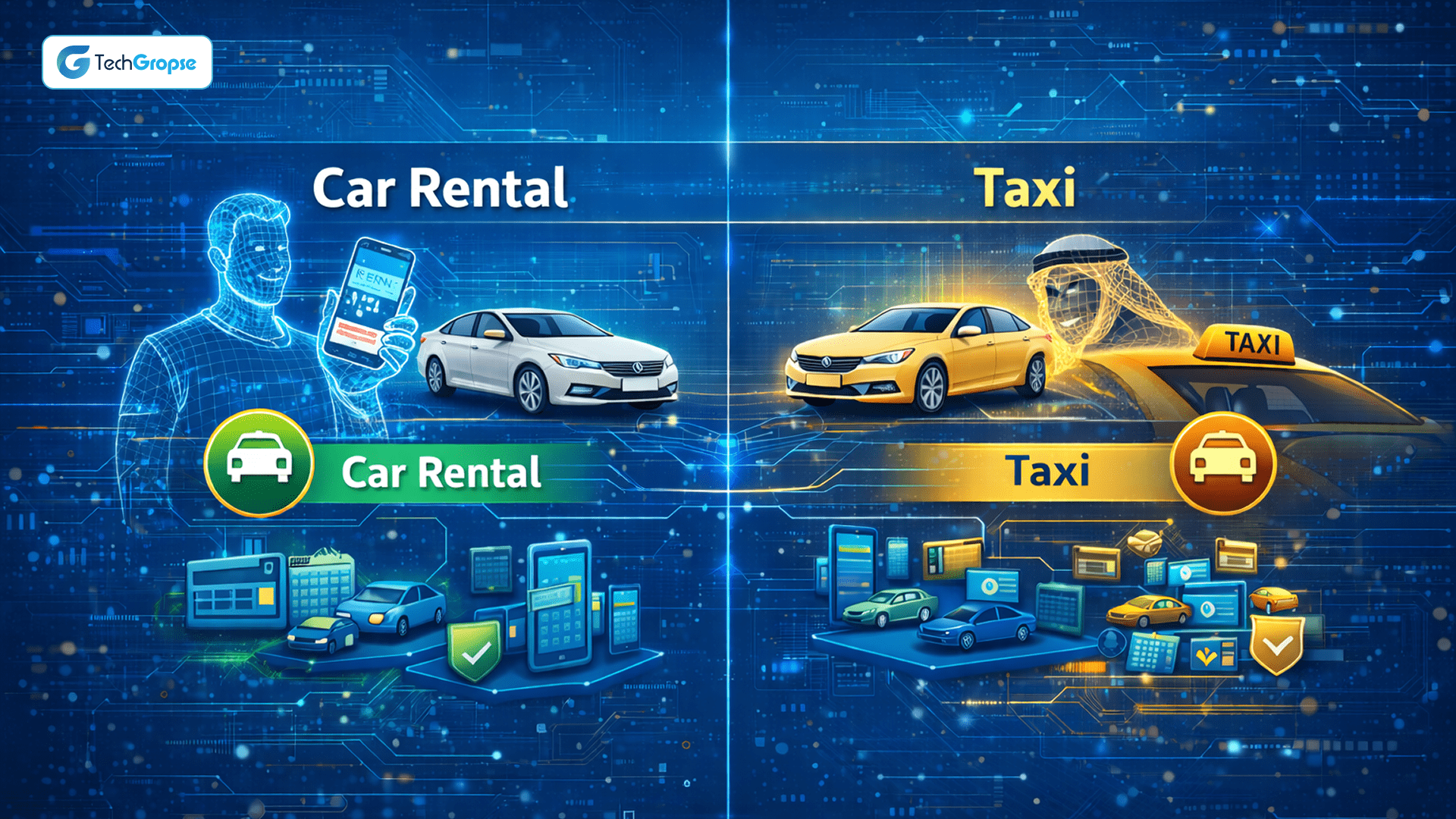 Car Rental App In Dubai vs Taxi Apps: Core Functional Differences