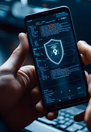 Shield icon for cybersecurity in our mobile application development.