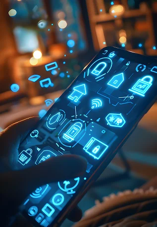 IoT symbol for Internet of Things custom mobile app development.