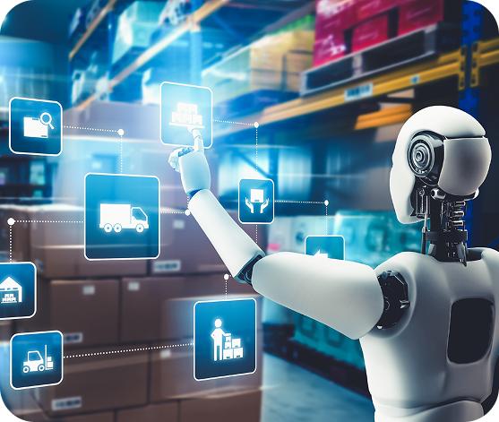 Dedicated AI app developers for supply chain management icon.