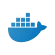 Logo for Docker, a containerization platform.