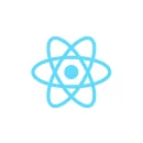 Logo for React.js, a JavaScript library.